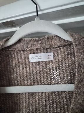 LC Lauren Conrad Taupe-Brown Open Knit Cardigan